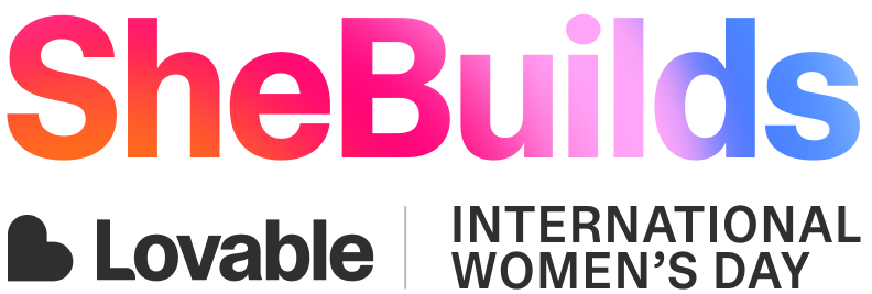 SheBuilds x Lovable — International Women's Day logo